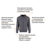 Куртка с подогревом WA4660 размер M, серая, без АКБ и ЗУ WORX 30191699002